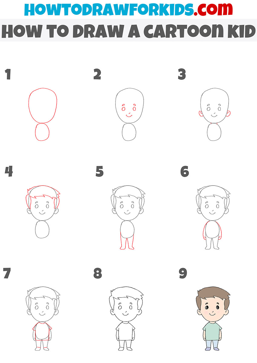 how to draw a cartoon kid step by step
