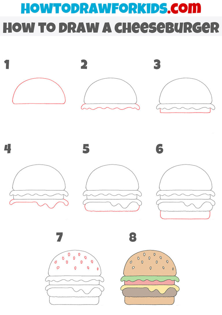 How to Draw a Cheeseburger - Easy Drawing Tutorial For Kids