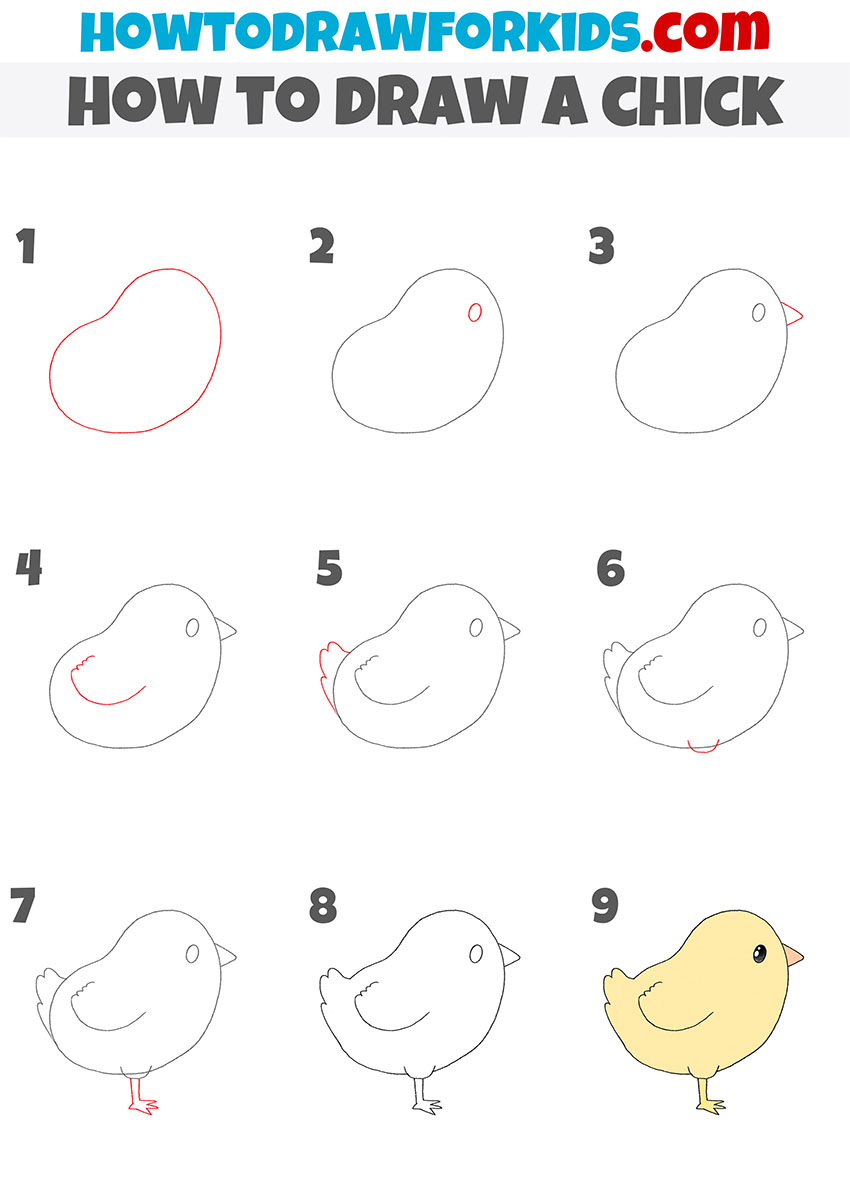 How to Draw a Chick Step by Step - Easy Drawing Tutorial For Kids