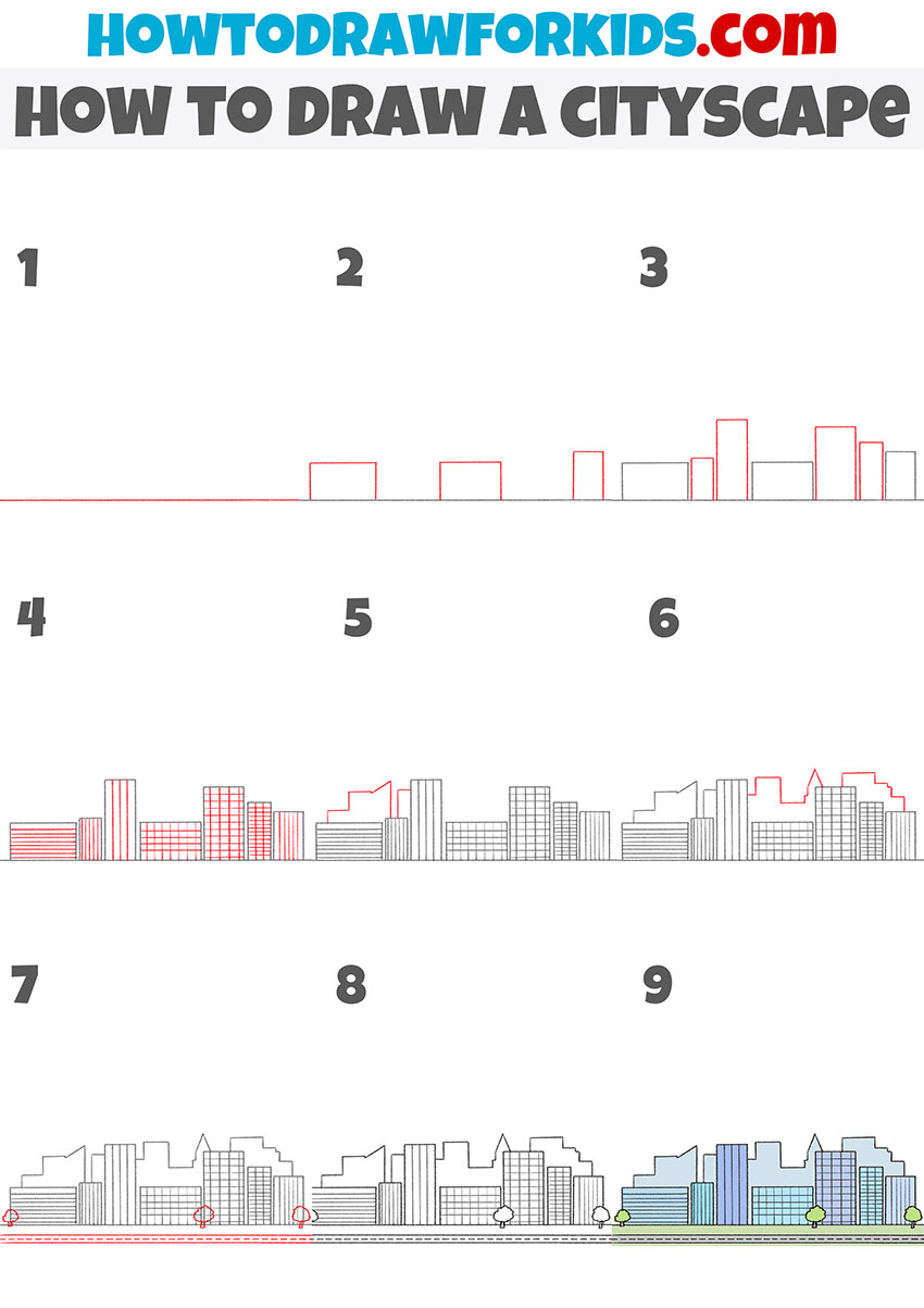 how to draw a cityscape step by step