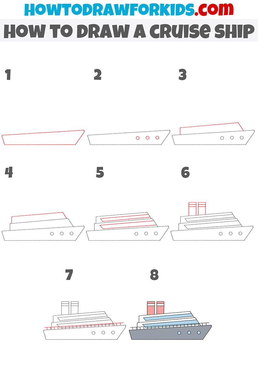 how to draw a cruise ship step by step