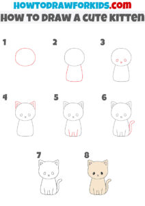 How to Draw a Cute Kitten - Easy Drawing Tutorial For Kids