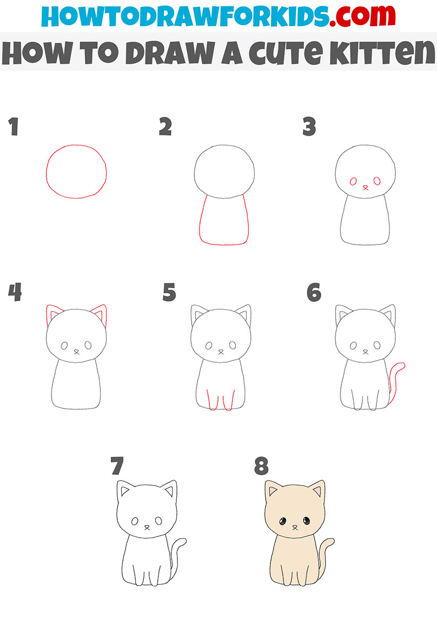 how to draw a cute kitten step by step