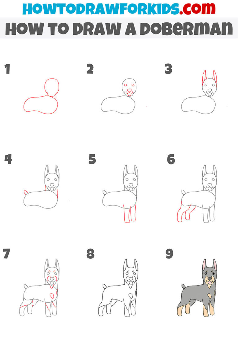 How to Draw a Doberman - Easy Drawing Tutorial For Kids
