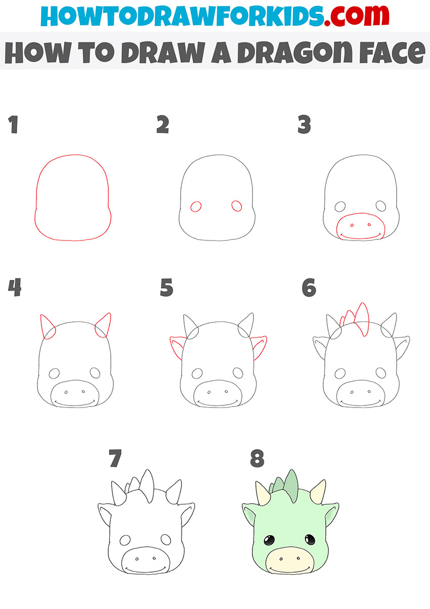 how to draw a dragon face step by step