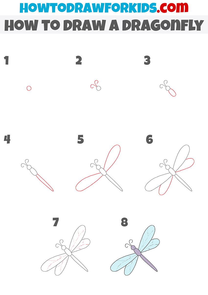 How to Draw a Dragonfly Easy Drawing Tutorial For Kids