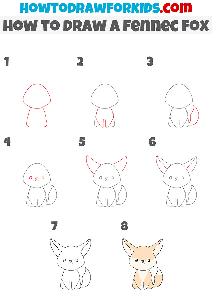 how to draw a fennec fox step by step