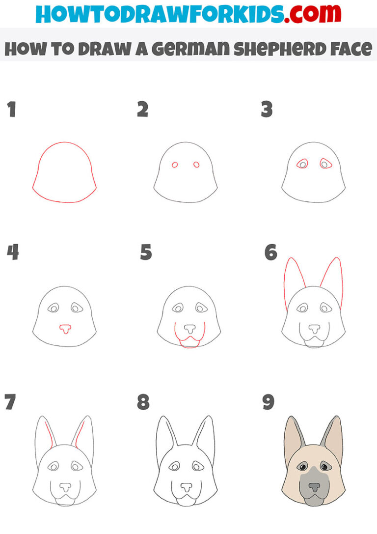 How to Draw a German Shepherd Face Drawing Tutorial For Kids