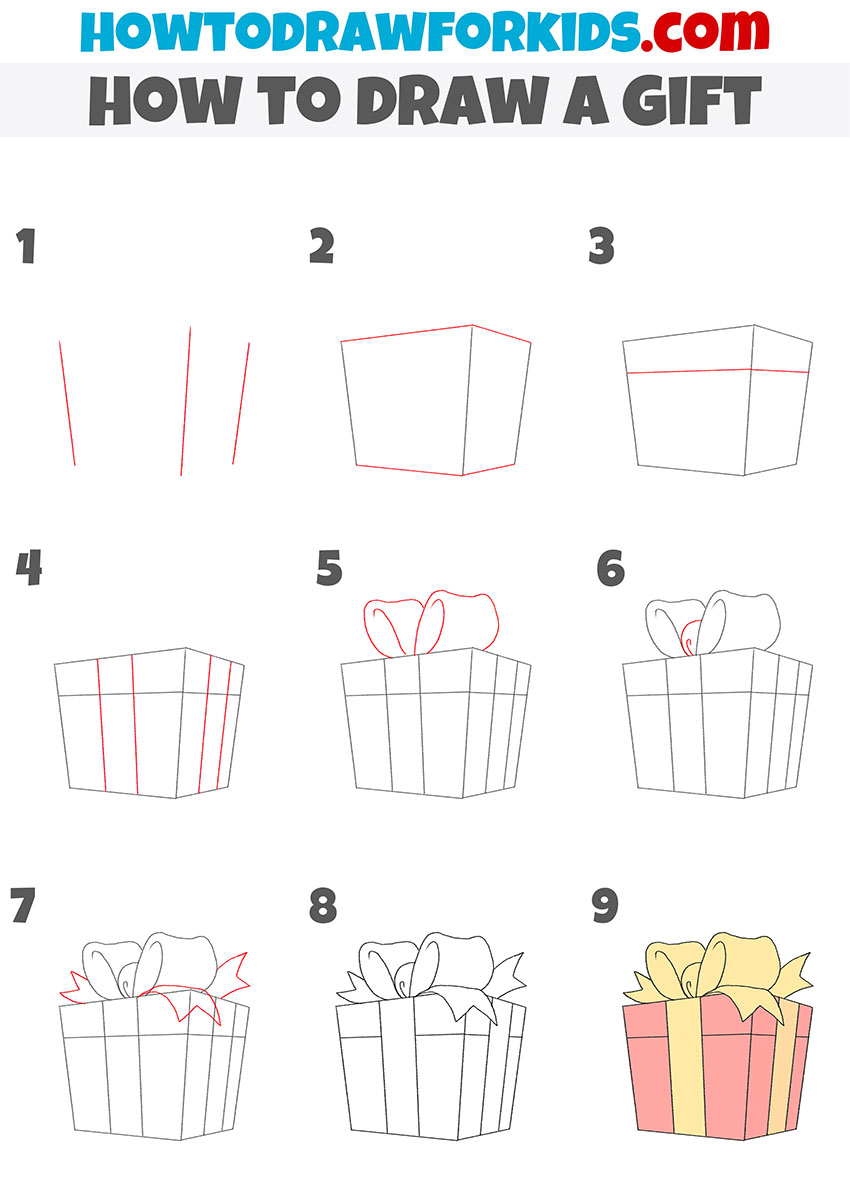 How to draw a gift box #2