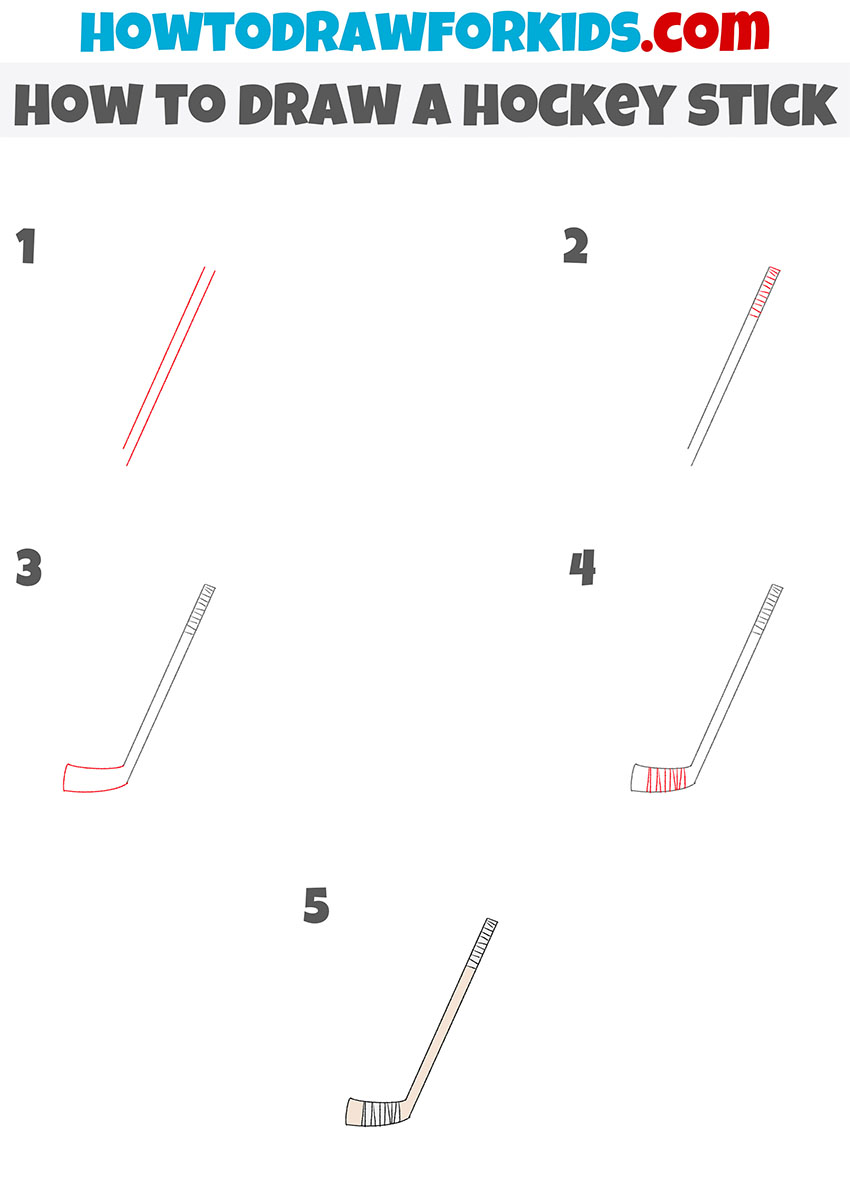 how to draw a hockey stick step by step