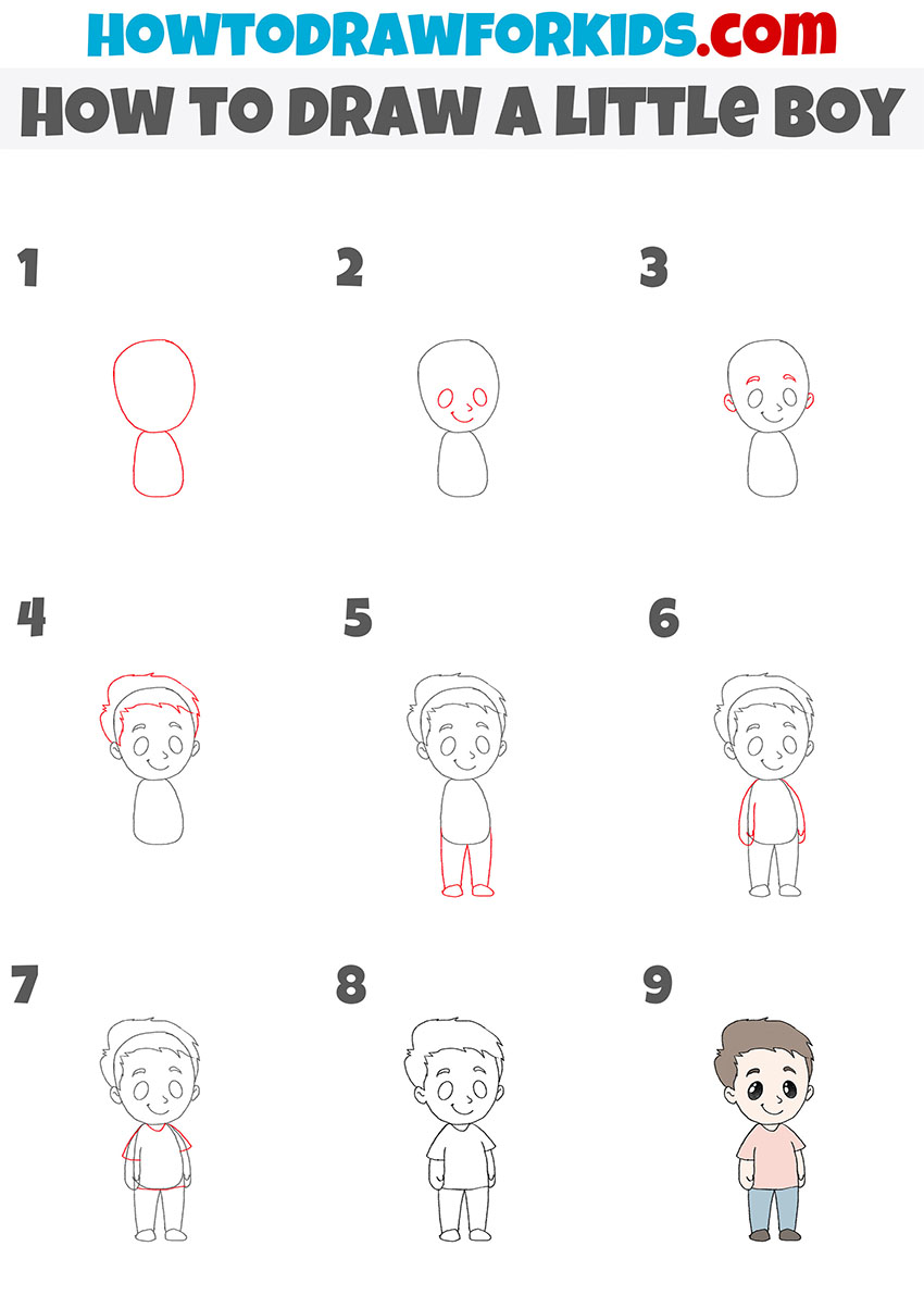 little boy step by step drawing tutorial