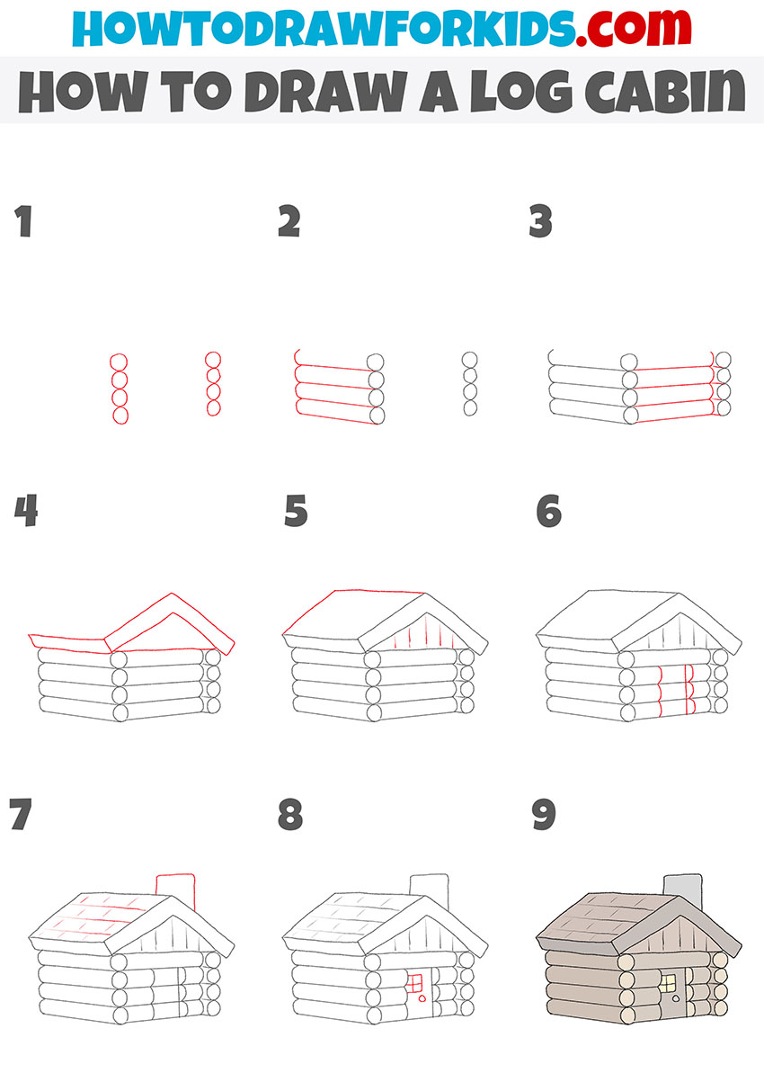 How to Draw a Log Cabin Easy Drawing Tutorial For Kids