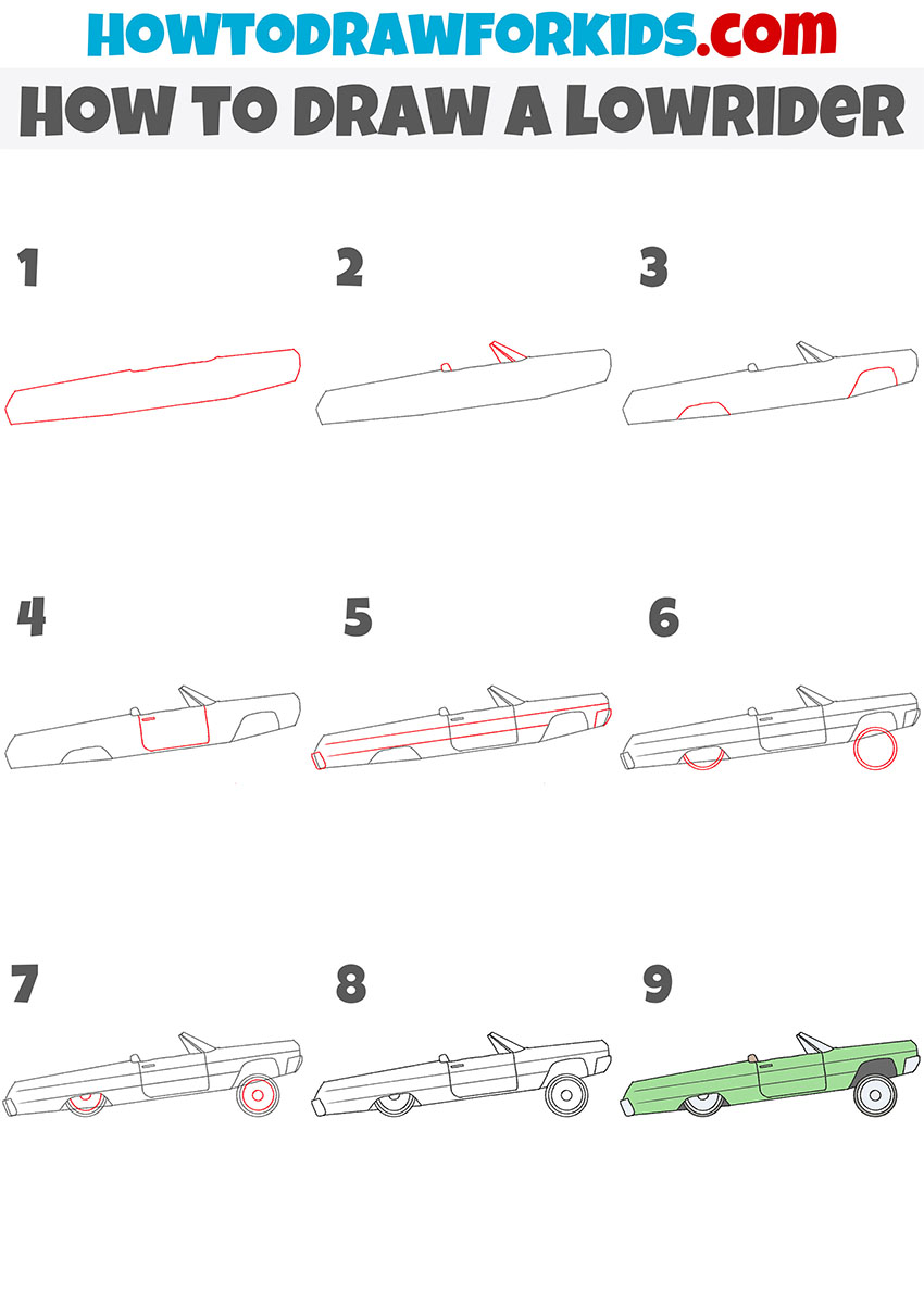 how to draw a lowrider step by step
