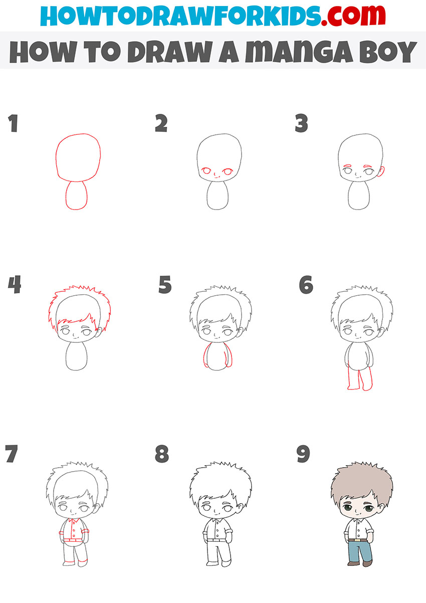 how to draw a manga boy step by step