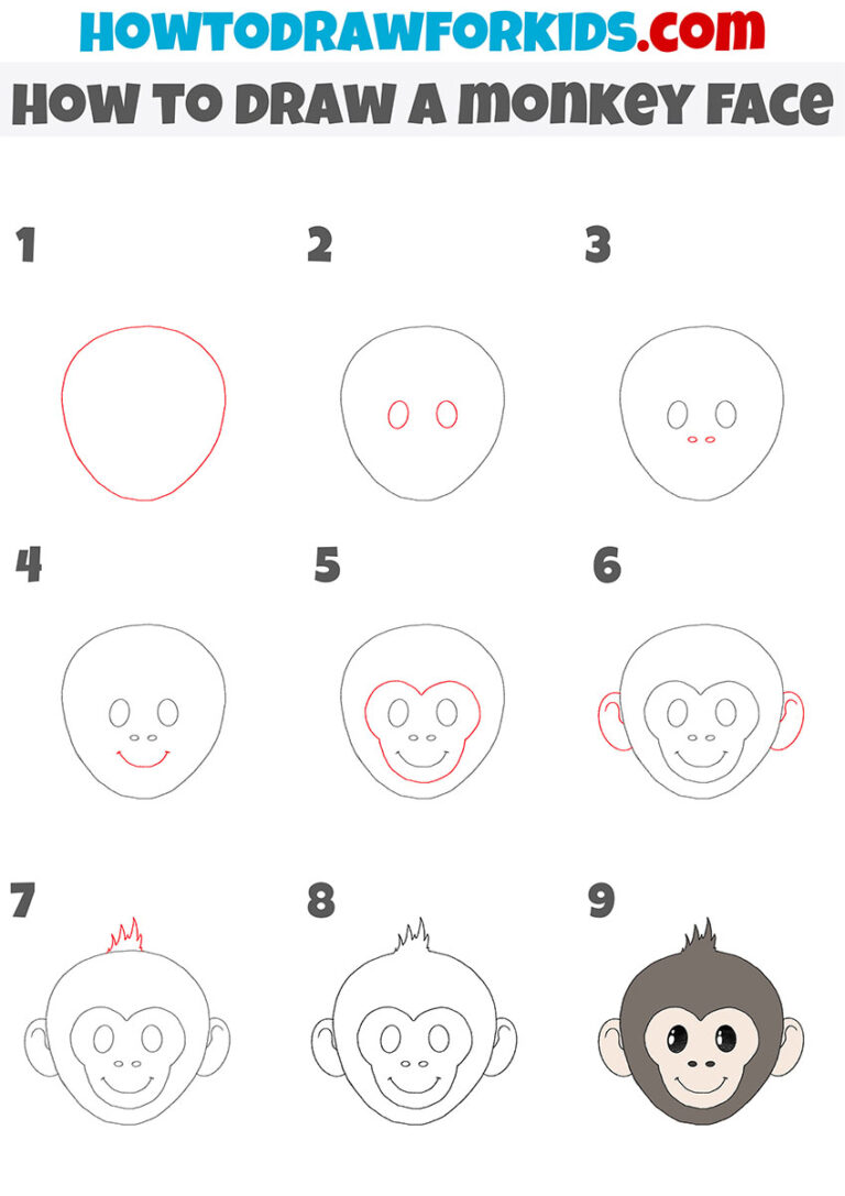 How to Draw a Monkey Face - Easy Drawing Tutorial For Kids