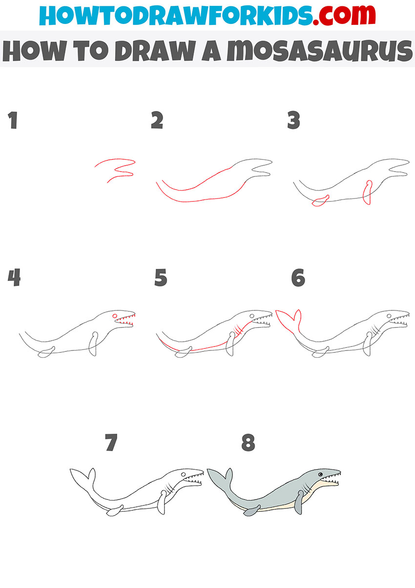 How to Draw a Mosasaurus Easy Drawing Tutorial For Kids