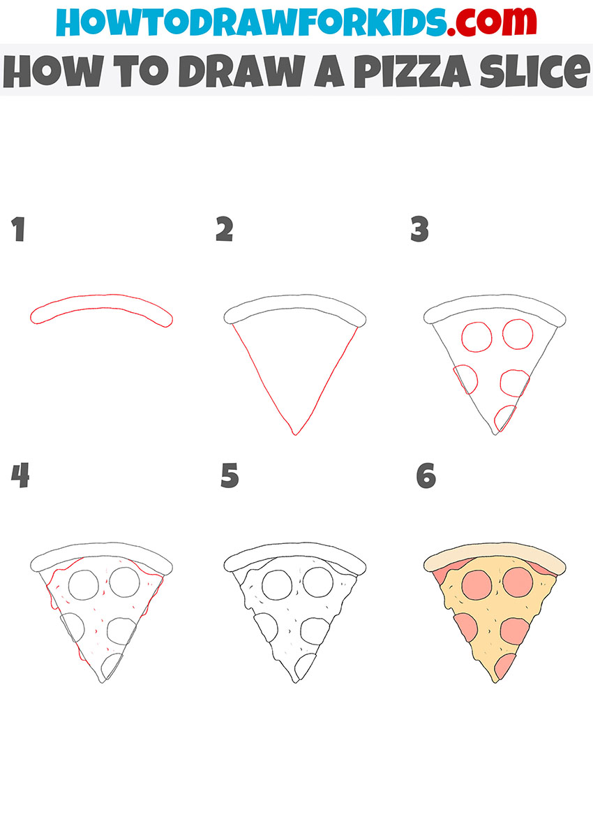 how to draw a pizza slice step by step
