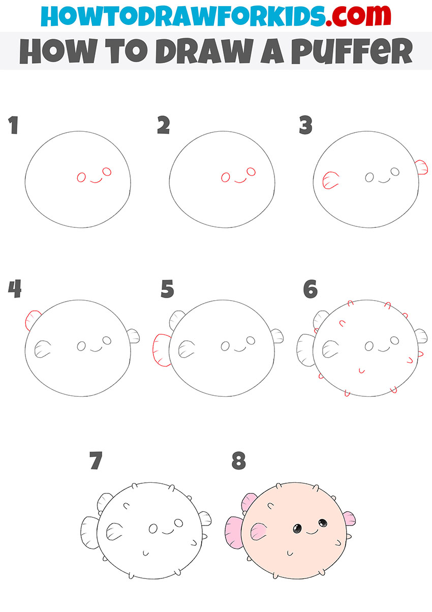 how to draw a puffer step by step