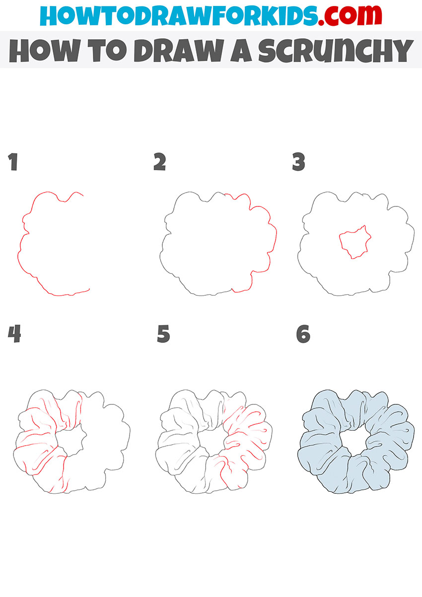 how to draw a scrunchy step by step