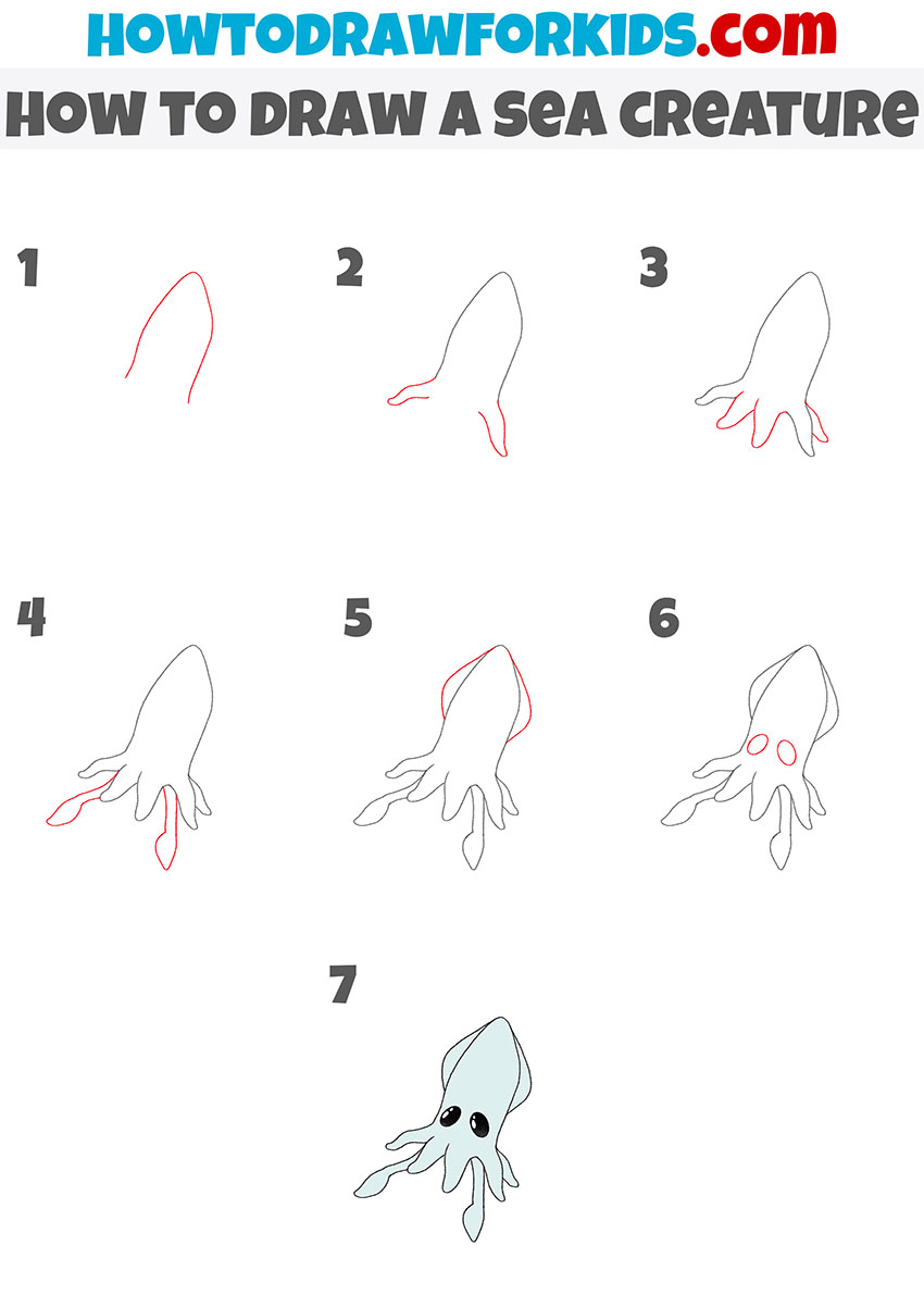 how to draw a sea creature step by step