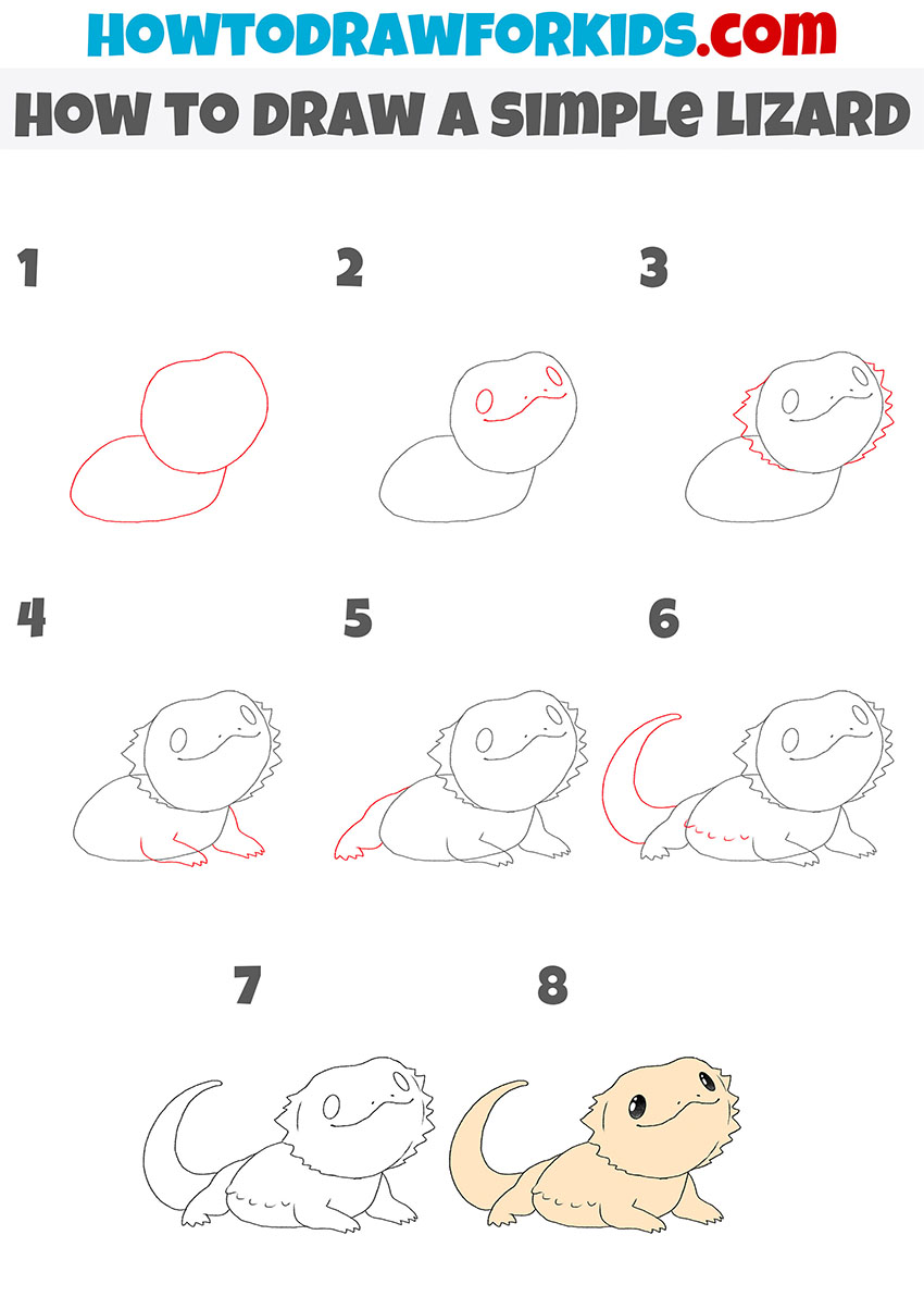 how to draw a simple lizard step by step