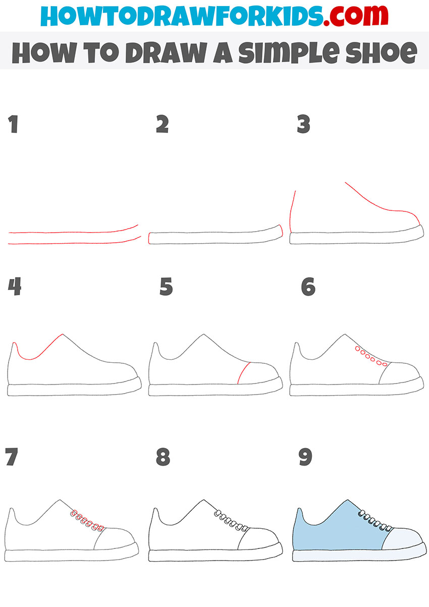 how to draw a simple shoe step by step