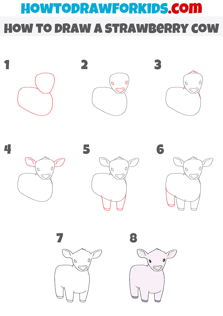 how to draw a strawberry cow step by step