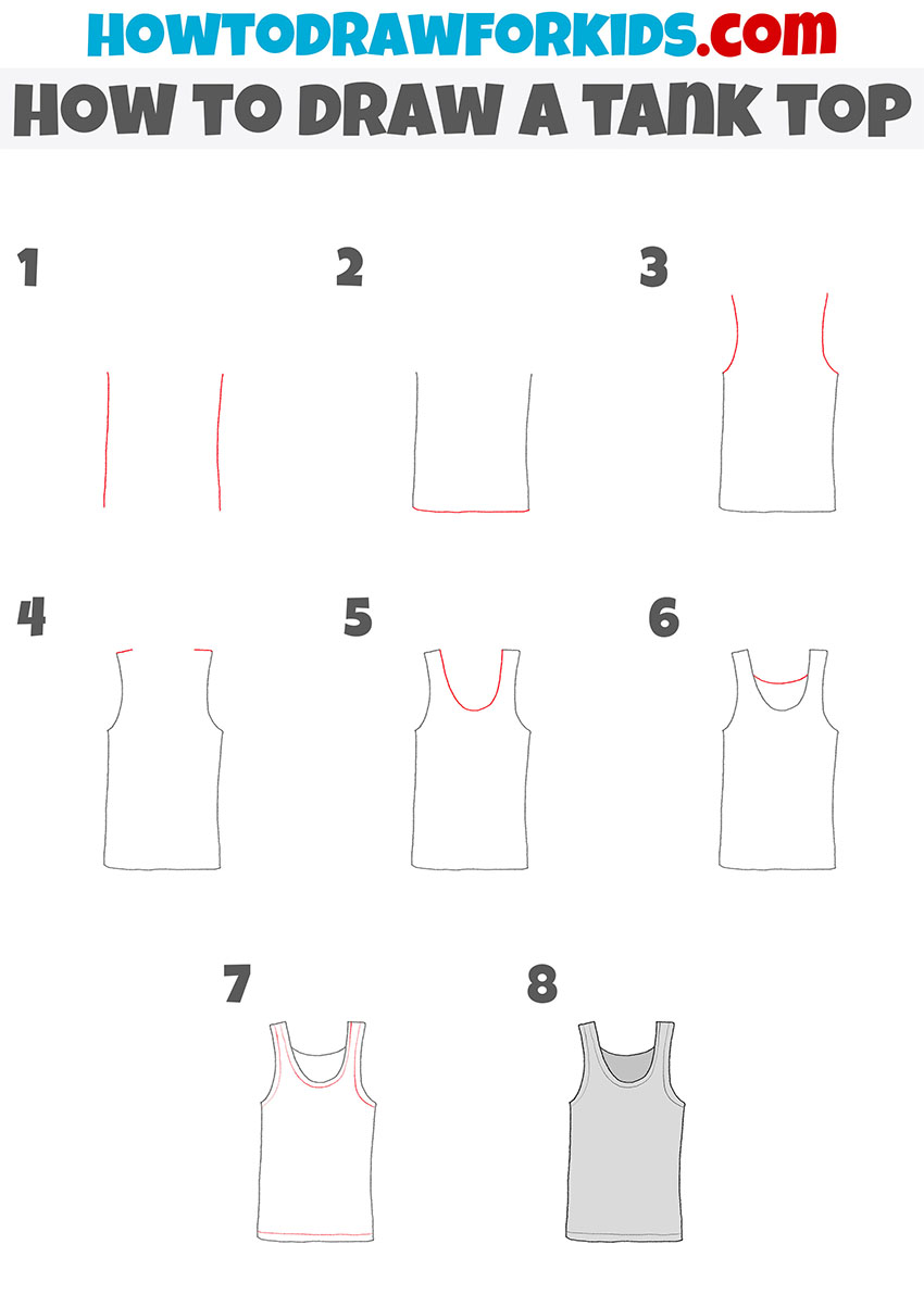 how to draw a tank top step by step