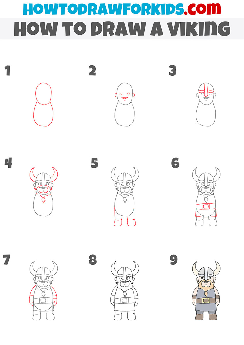 how to draw a viking step by step