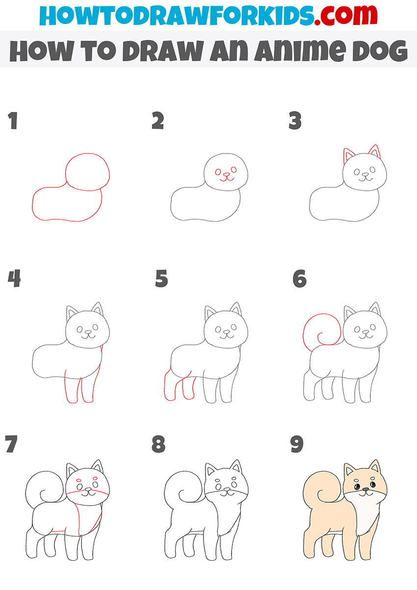 how to draw an anime dog step by step