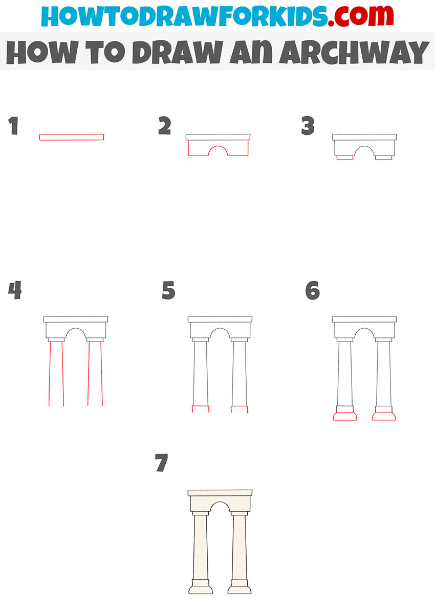 how to draw an archway step by step