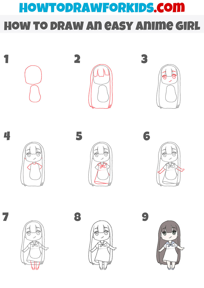 how to draw an easy anime girl step by step