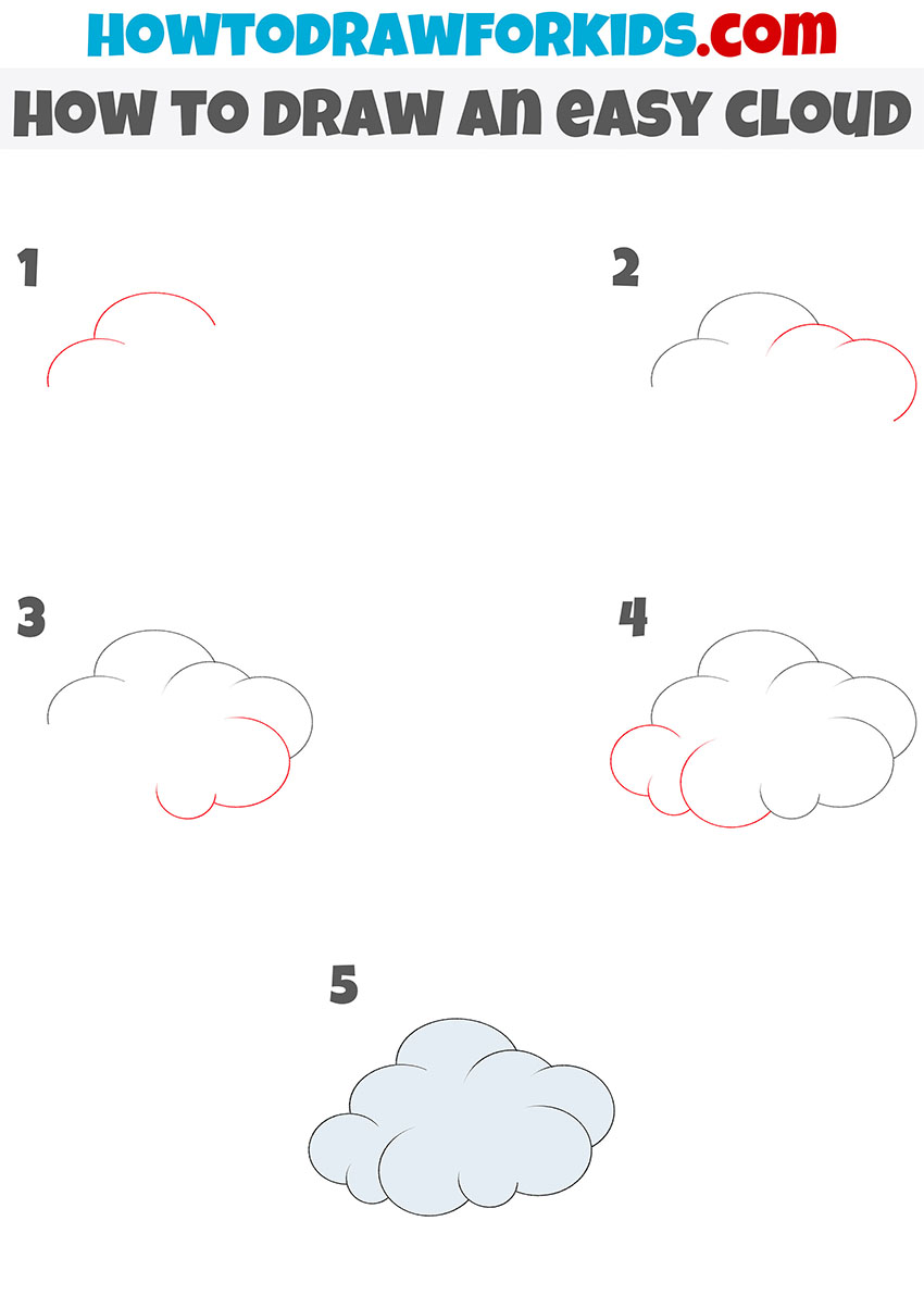 how to draw an easy cloud step by step