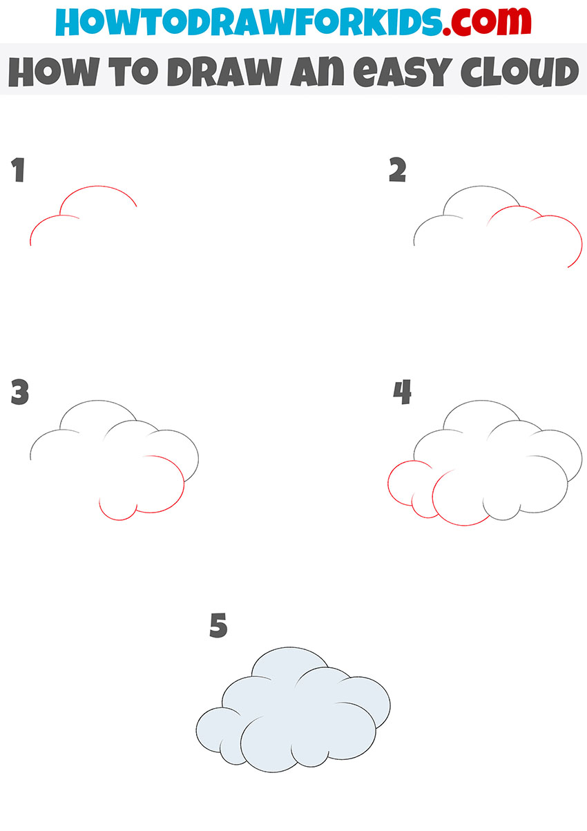 how to draw clouds step by step