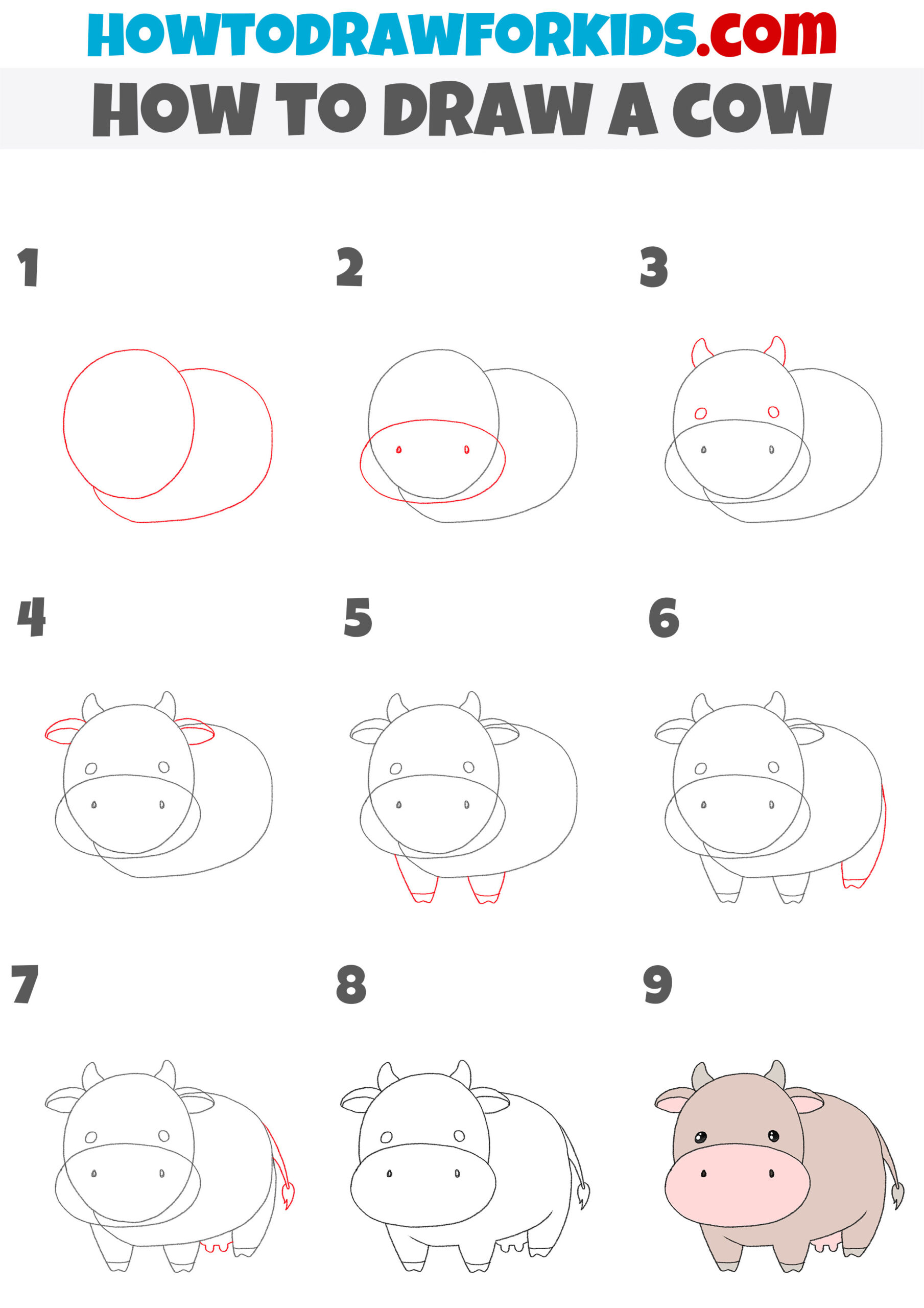 how to draw an easy cow step by step