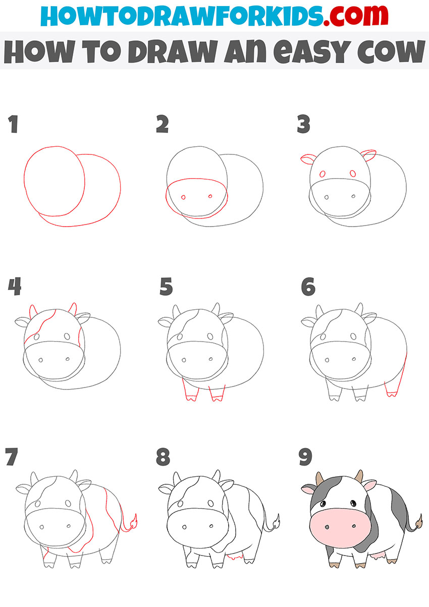 how to draw an easy cow step by step