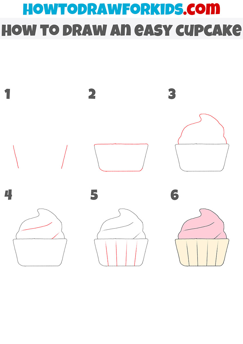how to draw an easy cupcake step by step