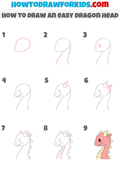 How to Draw a Dragon Head - Easy Drawing Tutorial For Kids