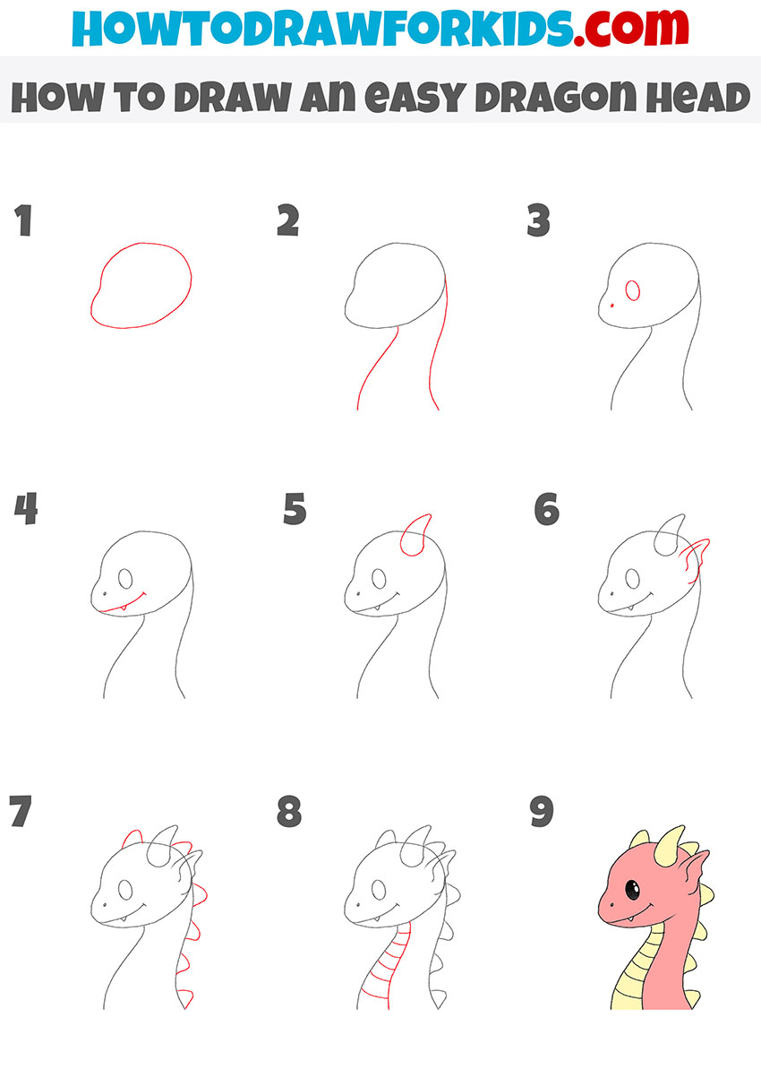 how to draw an easy dragon head step by step