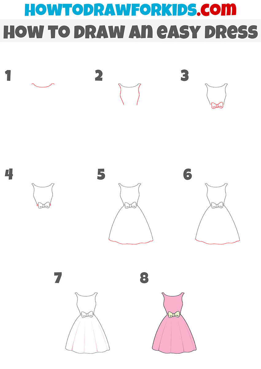 how to draw an easy dress step by step