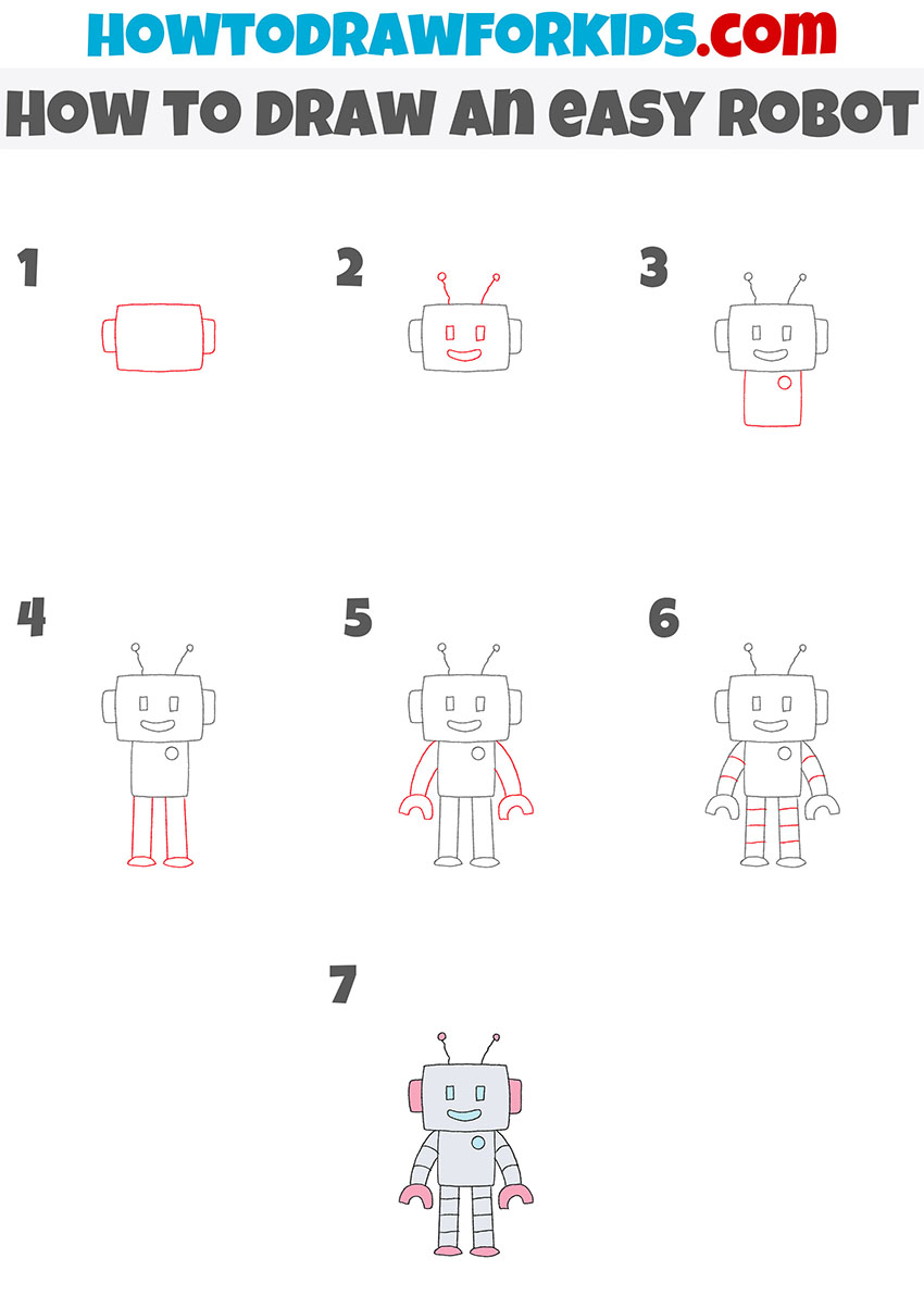 how to draw an easy robot step by step