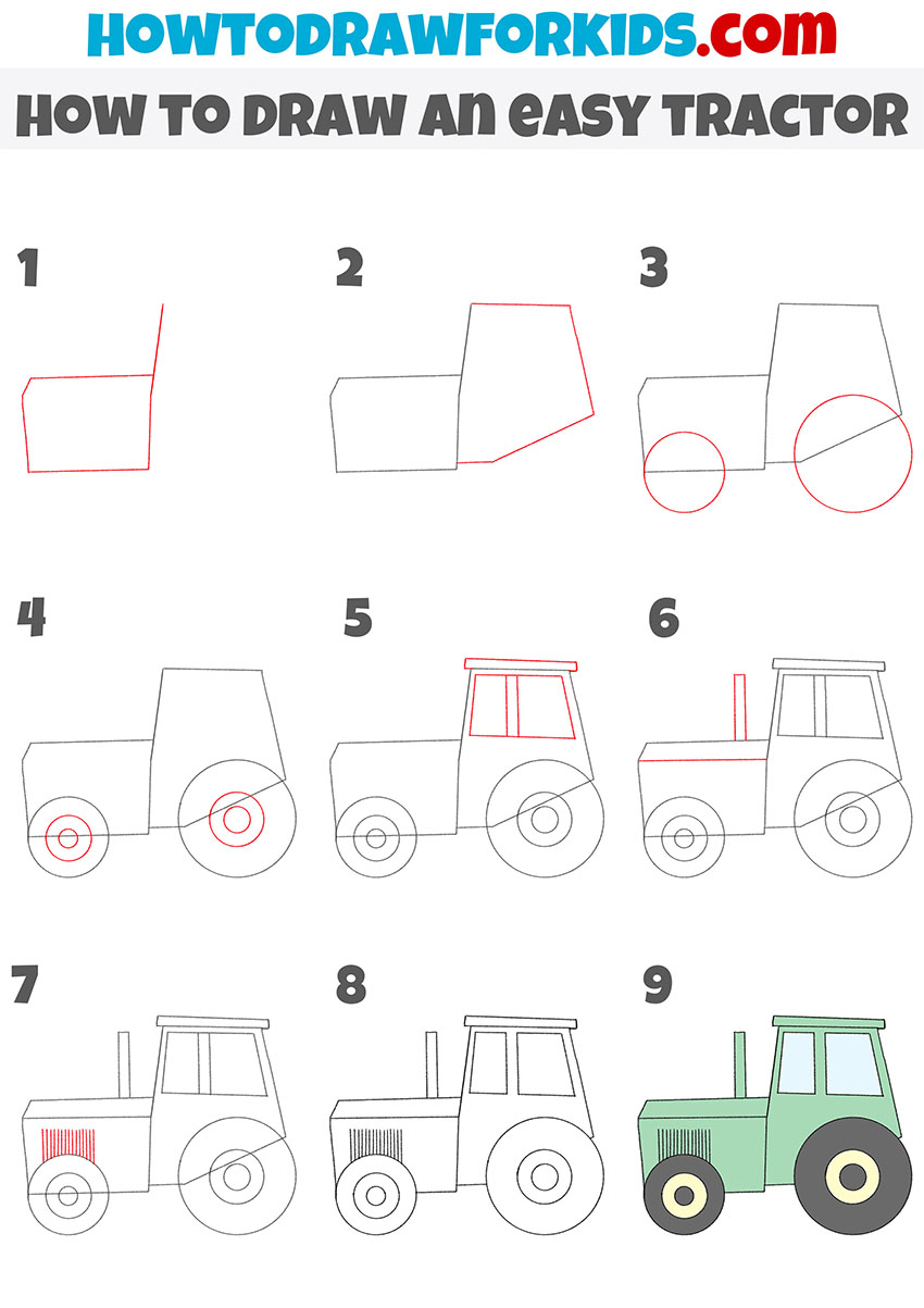 Como desenhar um trator passo a passo fácil (how to draw a tractor easy  step by step) 