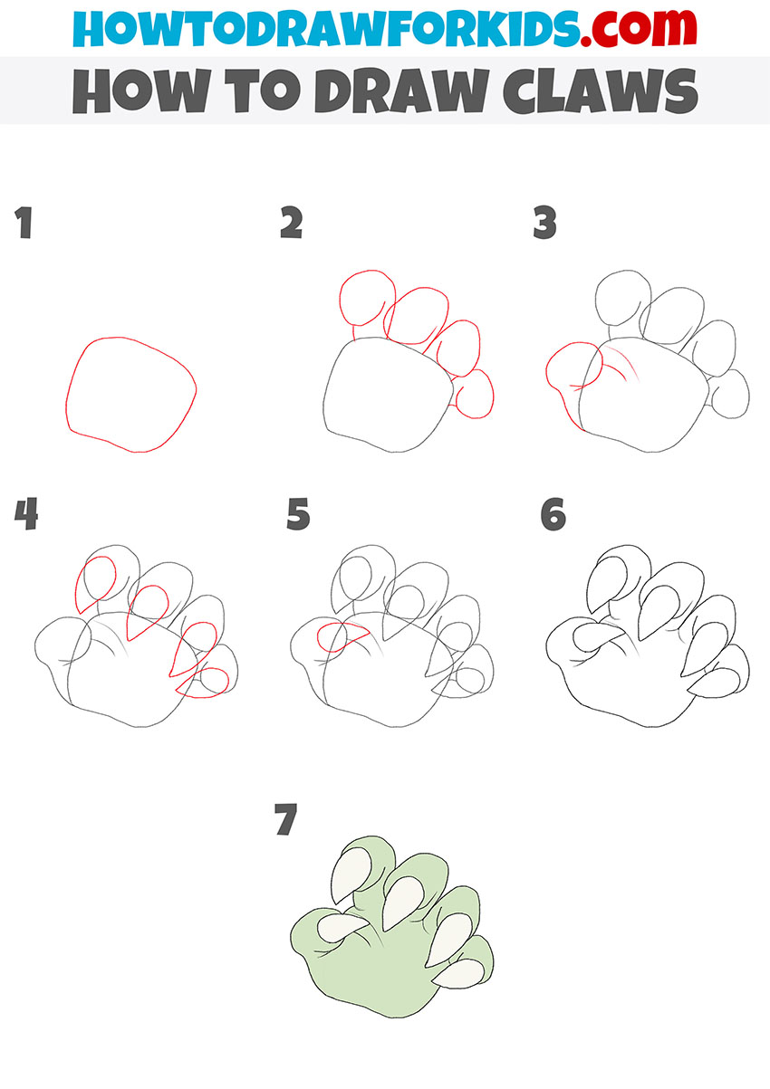 how to draw claws step by step