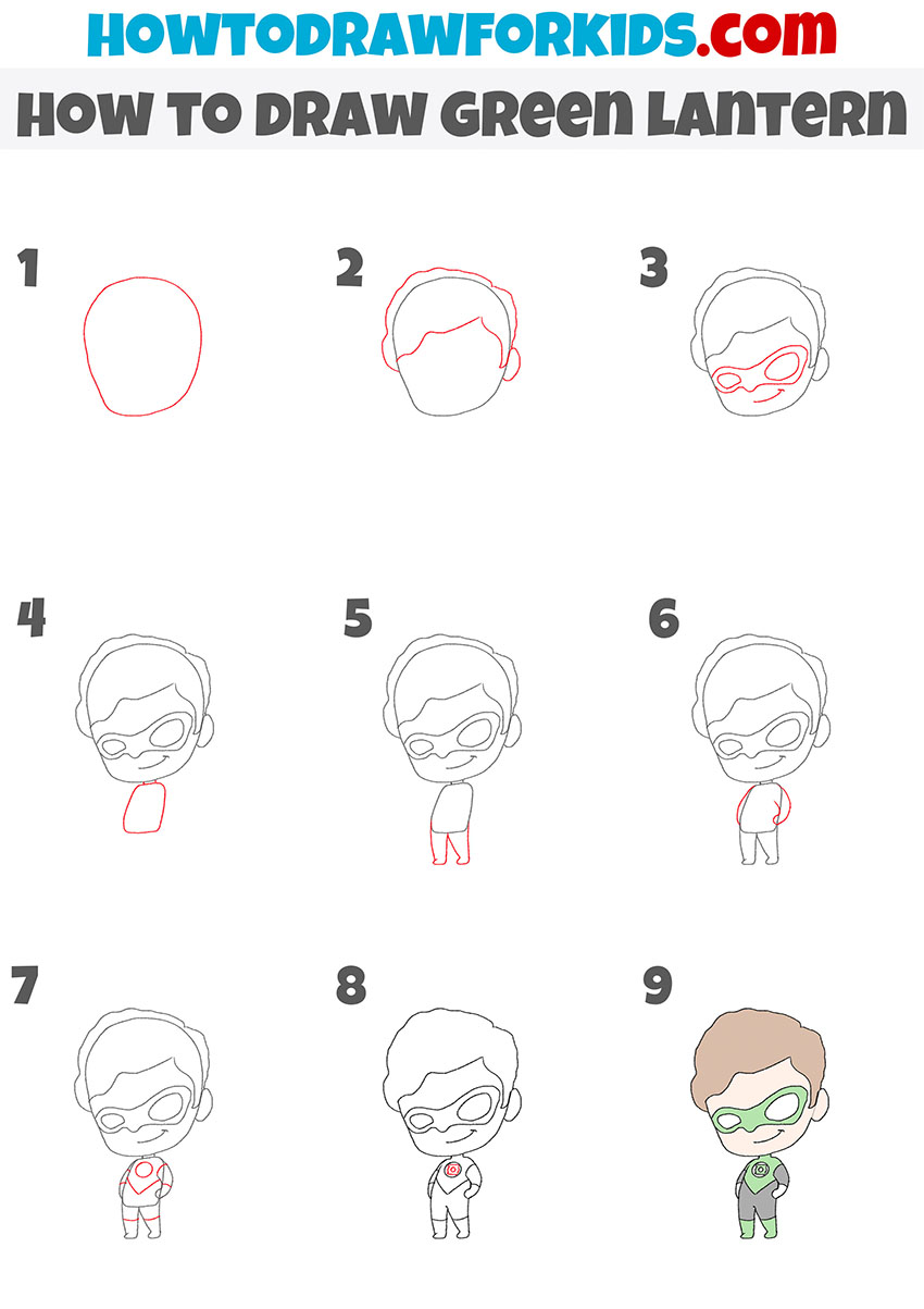 how to draw green lantern step by step