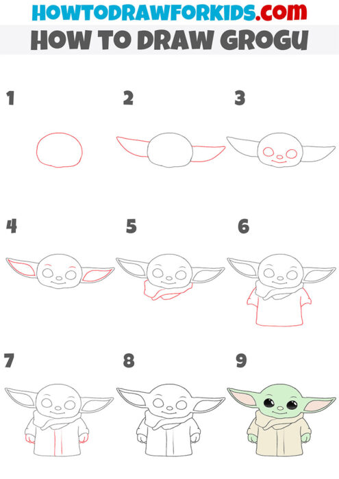 How to Draw Grogu - Easy Drawing Tutorial For Kids