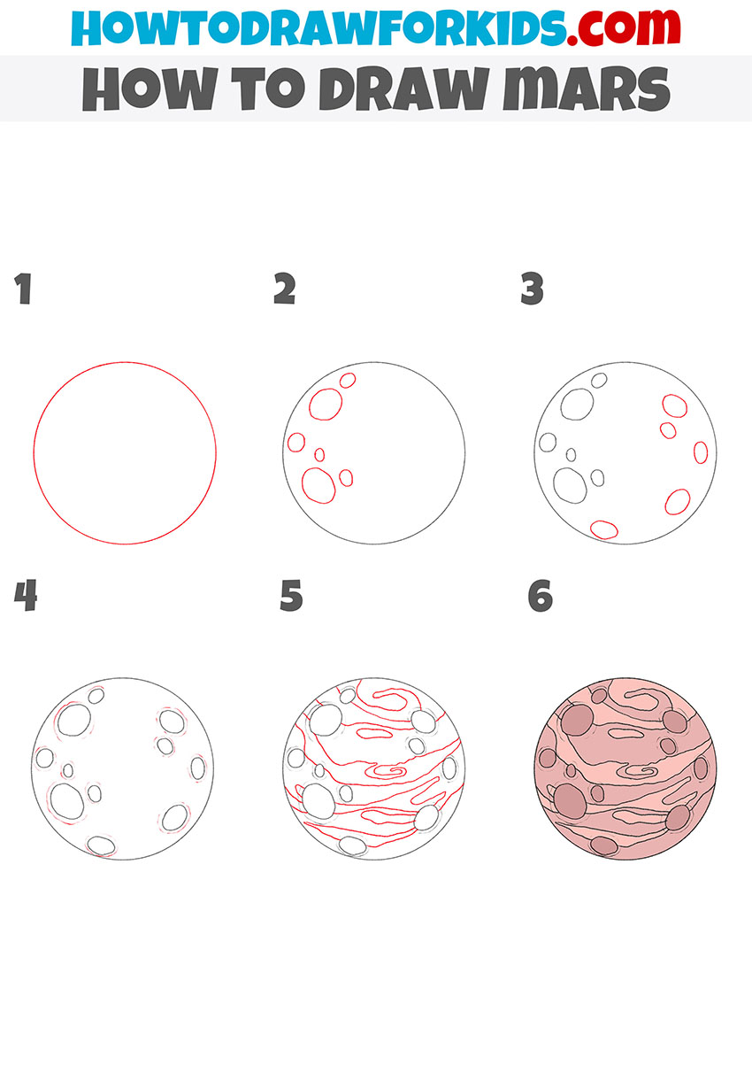 how to draw mars step by step
