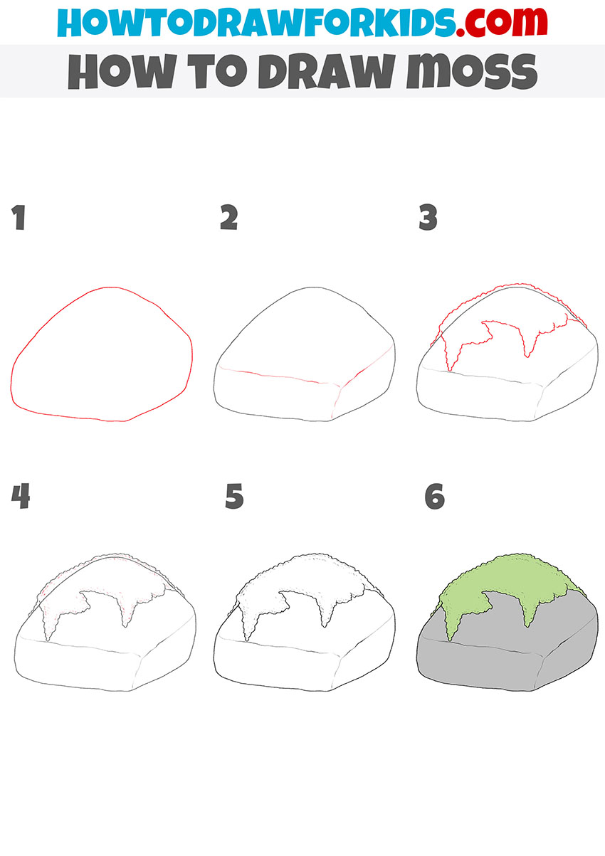 how to draw moss step by step
