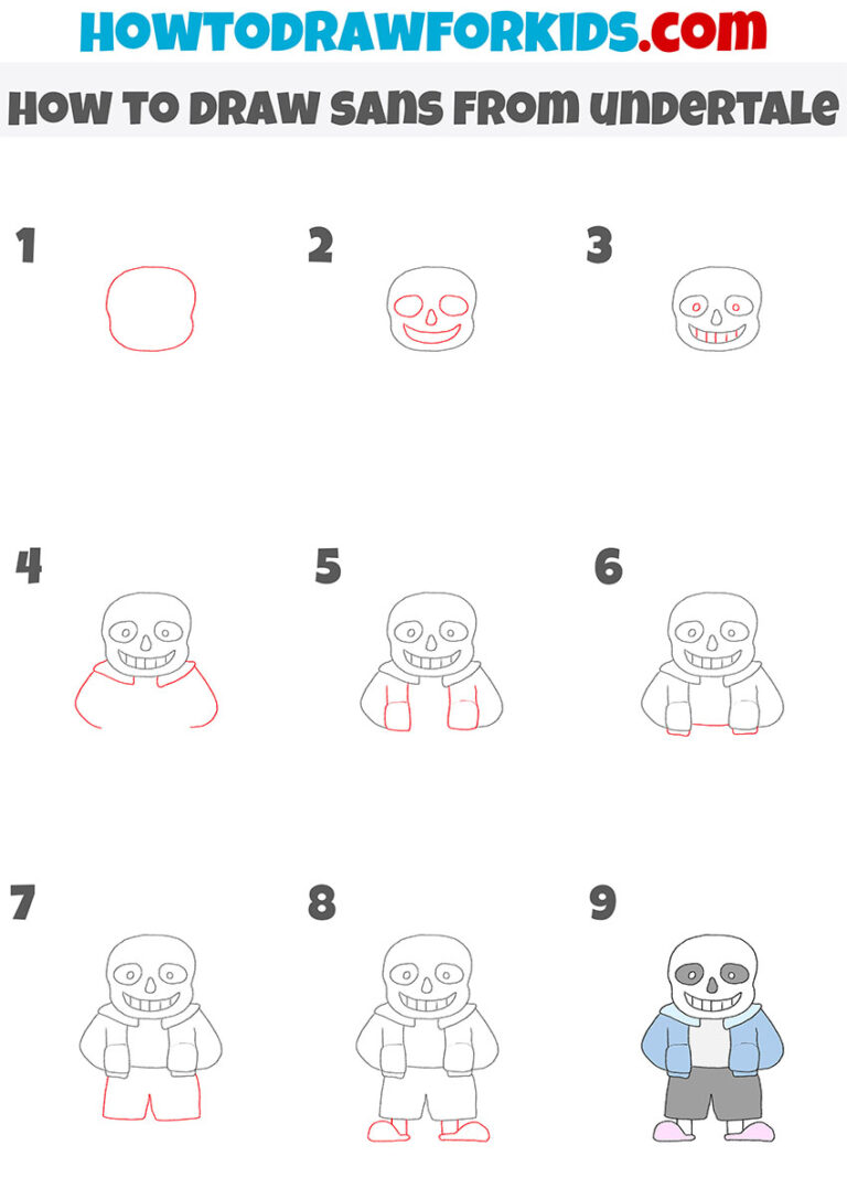 How to Draw Sans from Undertale - Easy Drawing Tutorial For Kids