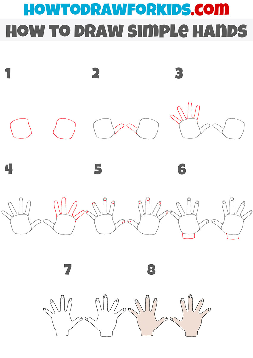 how to draw simple hands step by step