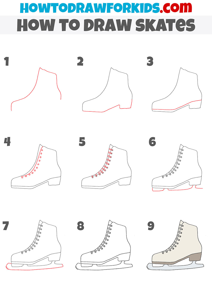 how to draw skates step by step